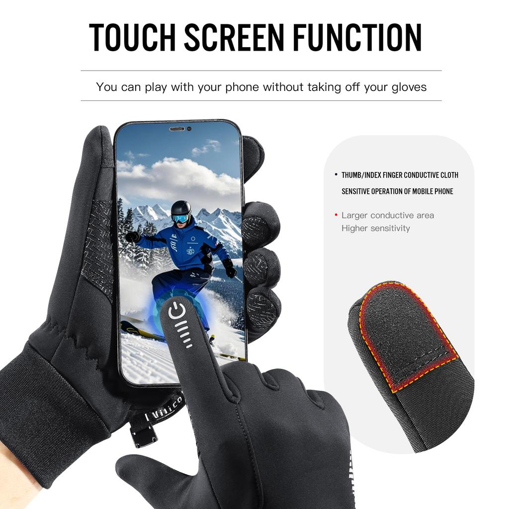 Winter Sports Warm Gloves Men Women Touch Screen Ski Cycling Cold-Proof Outdoor Plus Velvet