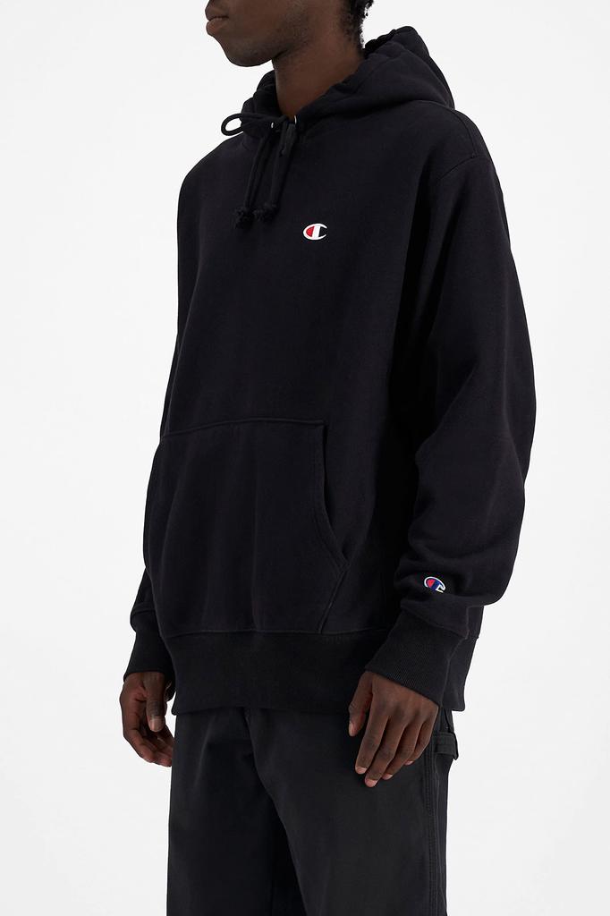 Champion GF68 Reverse Weave Pullover Size Black Men's Fleece-Lined Hoodie, M,