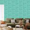 Polynesian Geometric Pattern Wallpaper Sea and Mint 50x1000