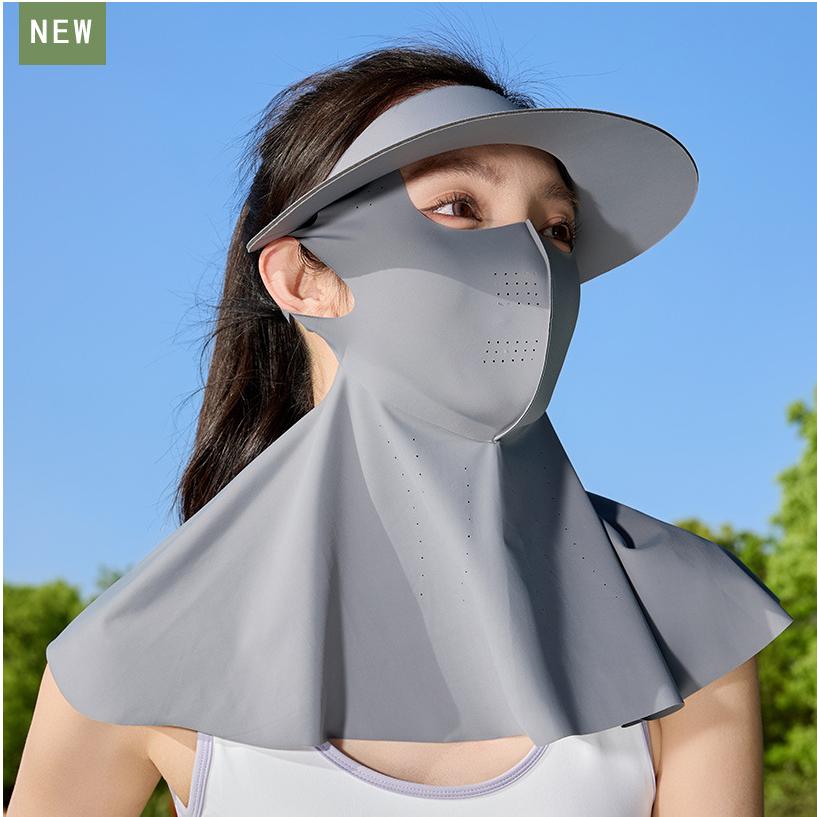 Detachable Face-Kini Ice Silk Mask & Hat Set Summer Outdoor Cycling Gear UV50+ Eye Protection Open-Top Visor Combo