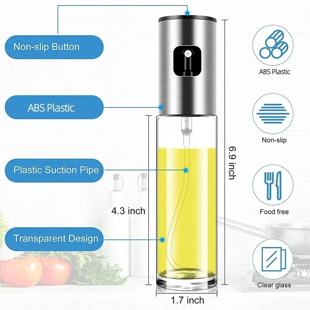 Glass Oil Sprayer for Cooking Olive Spray Mister for Salad BBQ Kitchen Baking Empty Vinegar Bottle
