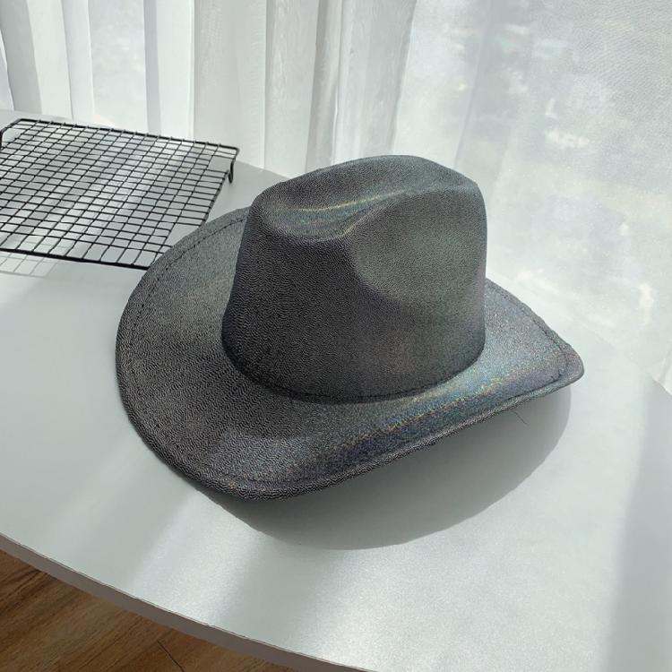 Modischer Cowgirl-Hut mit Glitzer-Pailletten und verstellbarem Seil, Westernhut, winddicht