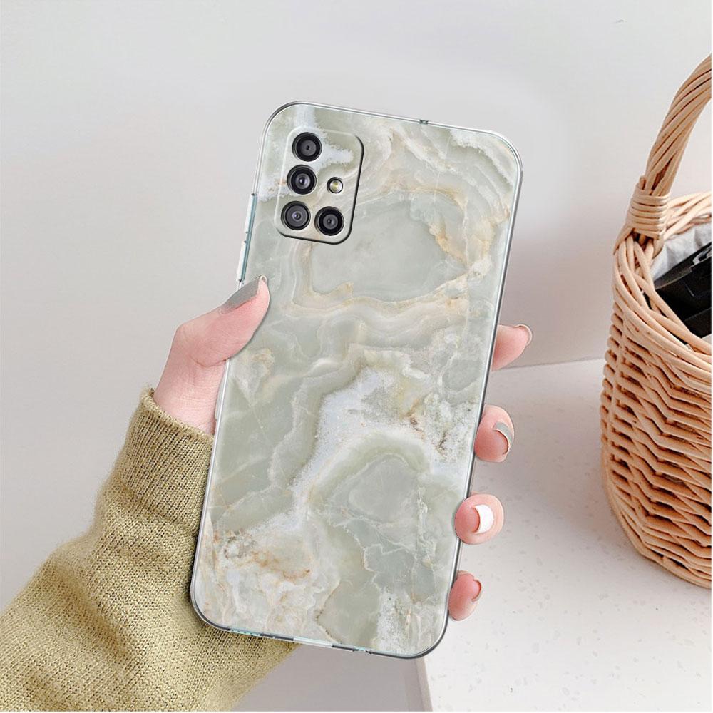 Clear Case For Samsung Galaxy A52 A12 A51 A32 A21s A71 A32 A22 50 A70 A31 A72 5G Phone Cover Granite Marble