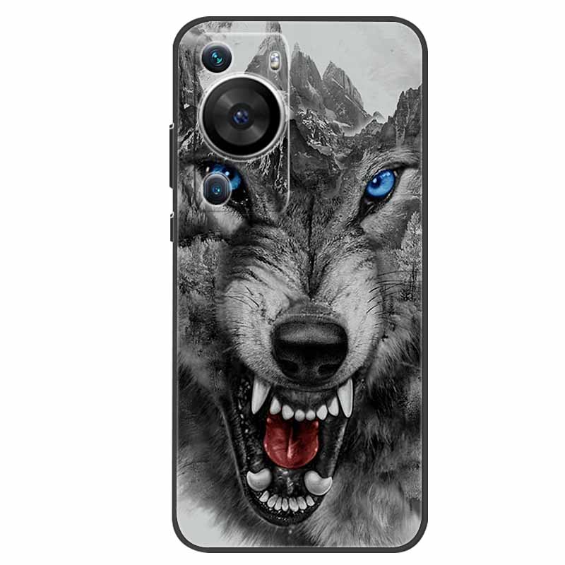 For Huawei P60 Pro Case Animals Protector Soft Silicone Phone Back Cover Cases for Huawei P60 Pro Coque Shockproof Wolf New Capa