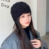 New Winter Crochet Hats for Women Beanie Caps Flowers Handmade Knitted Hat Female Lace Hat Chapeu Feminino Gorras