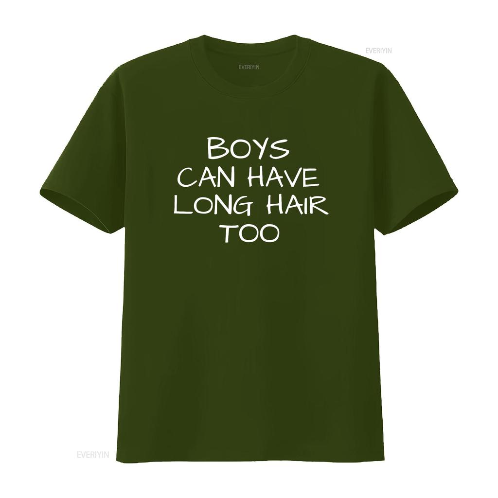 Boys Can Have Long Hair Too Kids Mens T Shirt vintage Washed homme fashion Comfortable graphic Versatile Breathable Stylish