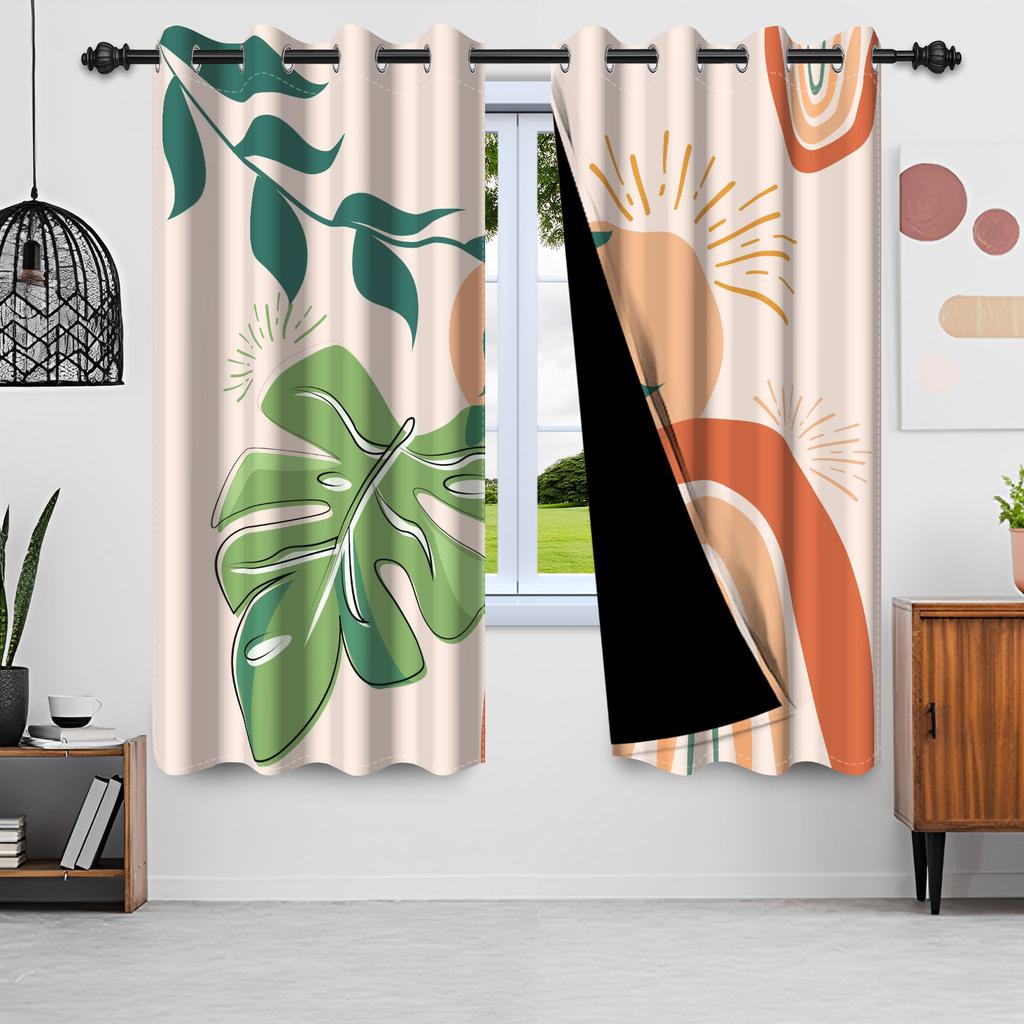 2Pcs/Set Boho Floral Blackout Curtains For Bedroom Vintage Bohemian Tropical Flowers Interior Curtains Grommet Top Window Drapes