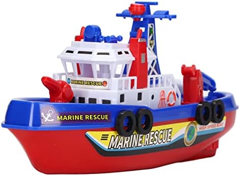 Fauitay Music Light Boat Toy, Automatic Water Spray Electric Bath Toy with Simulated Siren Sound, Rounded Edges Safe Non-Toxic Kids Bath Time Toy