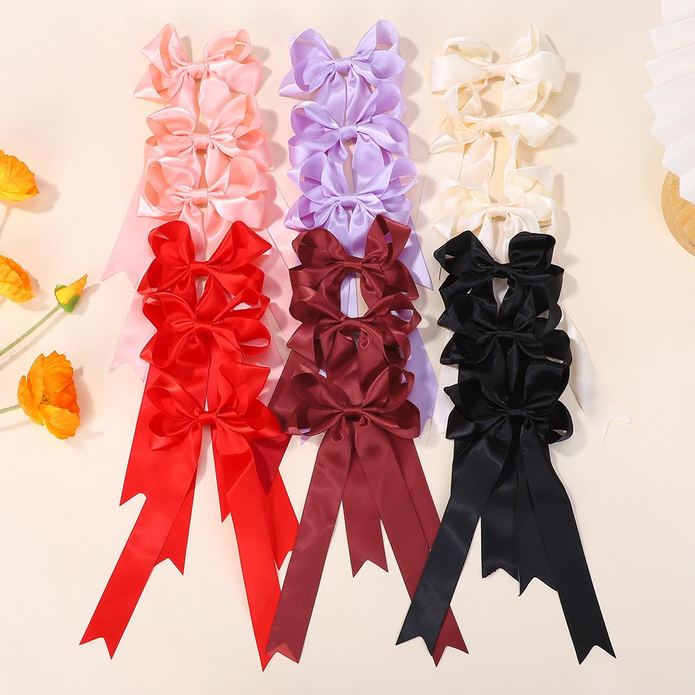 

Random 20Pcs ribbon hairgripes girls fashion ponytail hair clips claw 3.9inch bowknot barrette