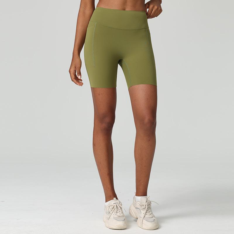 Yuantu Lycra antibacterial yoga shorts high waist hip lift cycling shorts fitness sports wear five-point leggings women