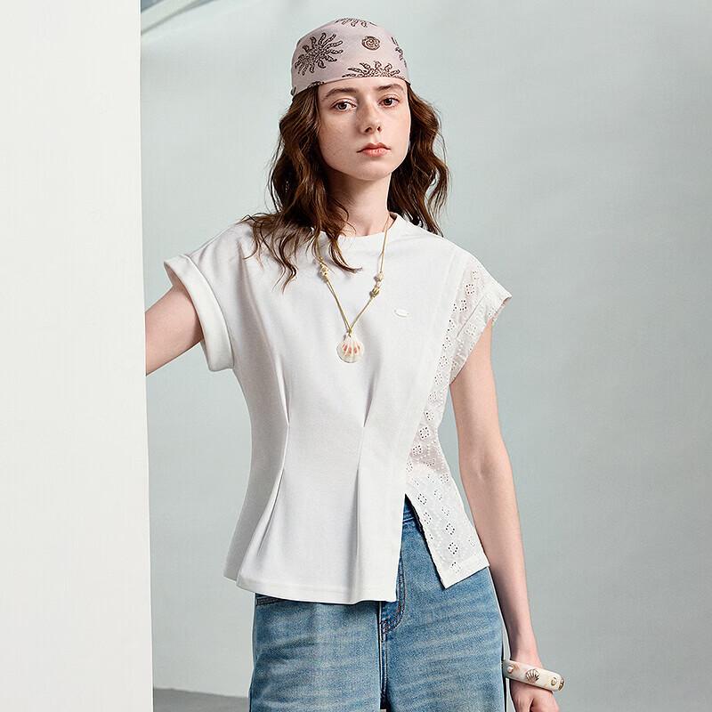 Chuyu Women's Lace Patchwork Short Sleeve T-shirt