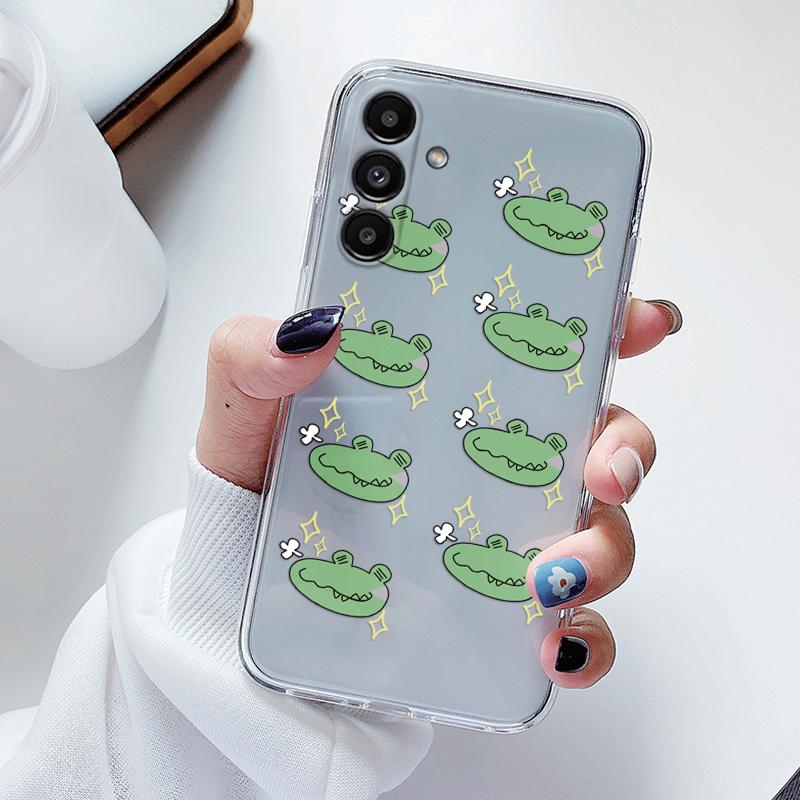 Transparent Case For Samsung Galaxy A24 A17 A16 A56 A55 A54 A06 4G Cover Cartoon Flowers Soft Clear Shockproof Funda Face Capa