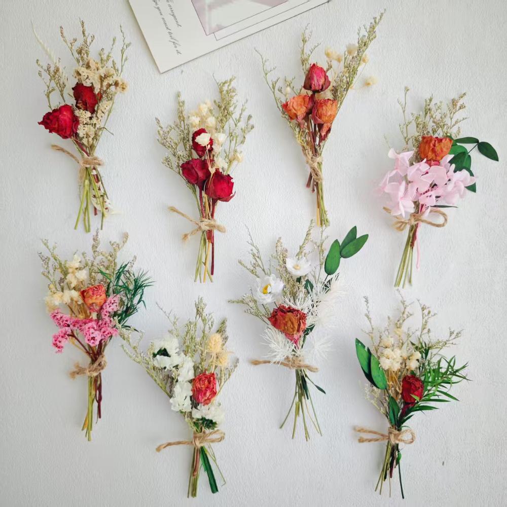Dried Flower Mini Bouquet Bridal Bridesmaid Wedding Boutonniere Gift Box Decor DIY Material Kit Home Decor