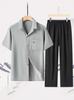 Men's Summer Short-Sleeve Loose Fit Suit Set for Middle-Aged & Elderly
