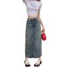 Spring and Summer Women's High-waisted Denim Half-body Skirt Tassel Split Middle Skirt A-line Skirt