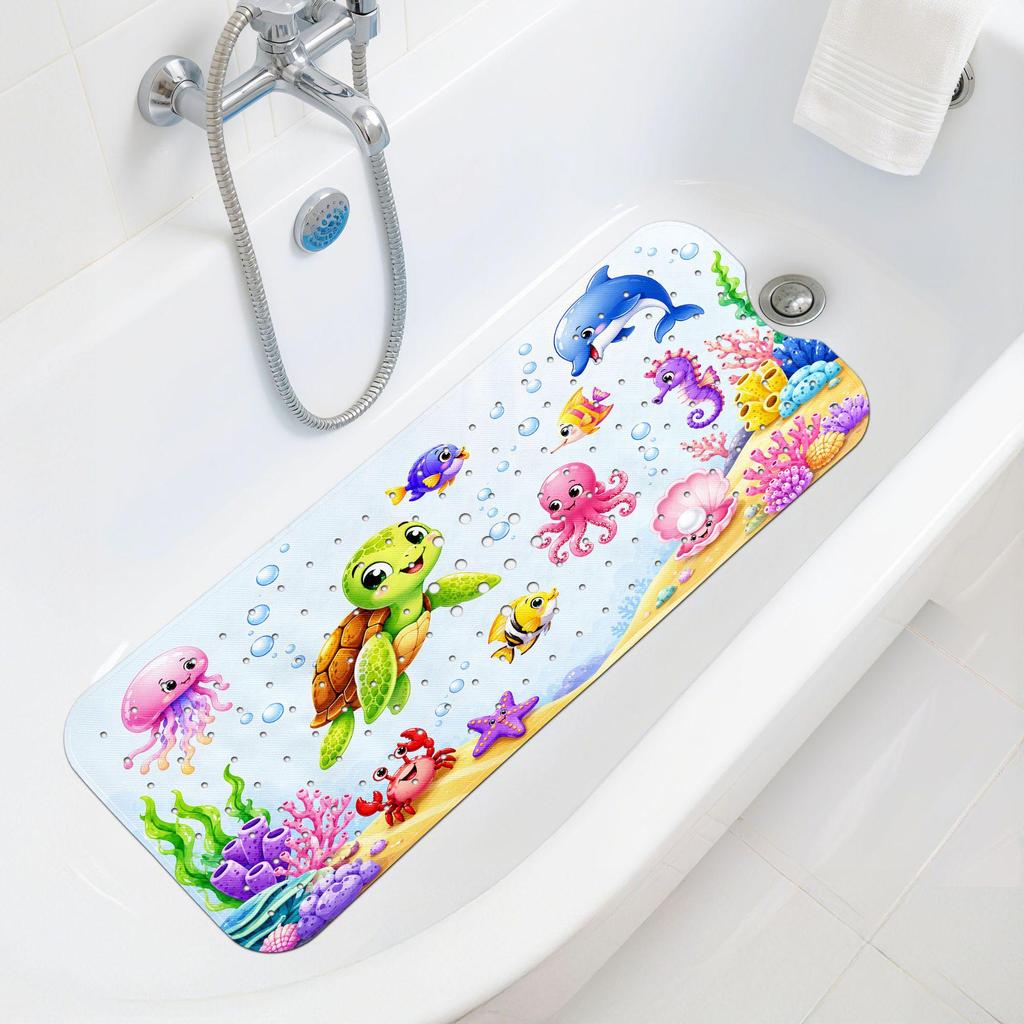 Tappetino da Bagno Antiscivolo per Bambini con Cartoni Animati - Tappetino di Sicurezza Ovale Lavabile per Pavimento Doccia