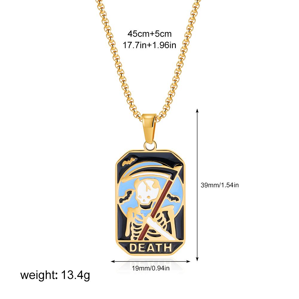 New Design Colorful Enamel Tarot Cards Pendant Necklaces 18K Gold Plated Sun Star Moon Box Chain Choker Jewelry for Women