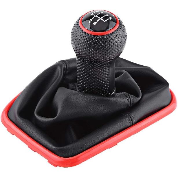 Qiilu 5 Speed Shift Boot Gear Shifter Knob Gaitor Boot Kit for MK4 1999-2004