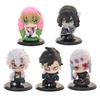 5-15pcs Q Version Demon Slayer Sitting Ghost Doll Tanjiro Nidouzi Inosuke Zenizu  Toy  Figural PVC Model Gift