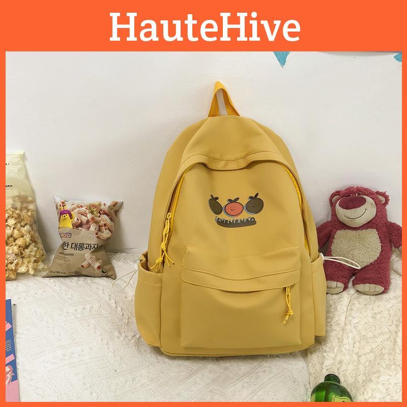 Cute Cartoon Orange Print Student Leisure Backpack For Daily And School Use