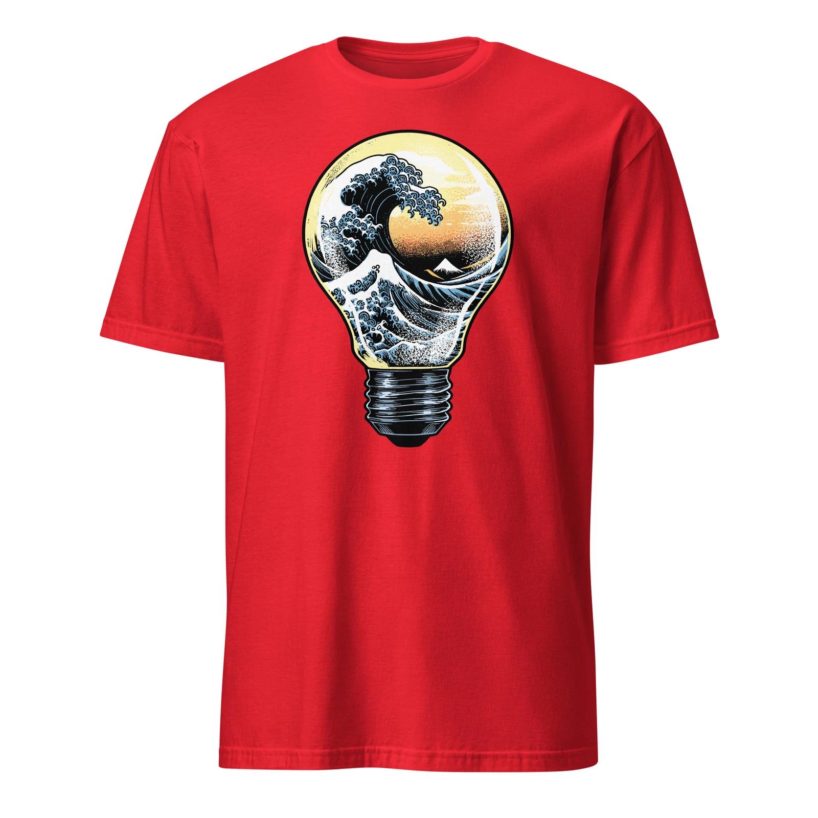 Kanagawa Lightbulb Shirt Japanese The Great Wave Off Kanagawa T-Shirt Size S-3XL S