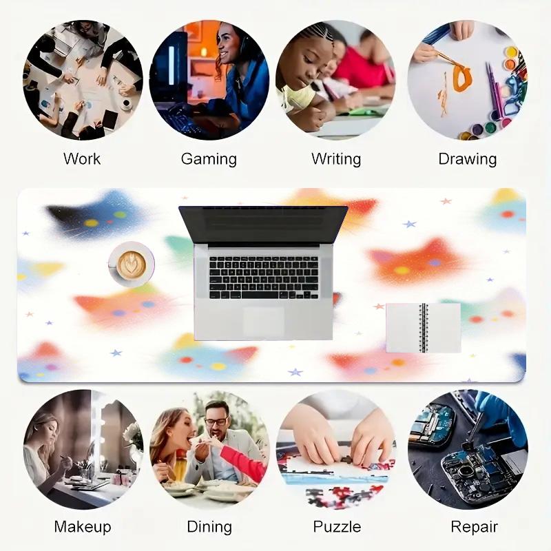 Cat Stars Xl Gaming Mouse Pad Nonslip Rubber Base Stitched Edge Waterproof Desk Mat For Pc Laptop Gamer Office Computer Accessories C927178