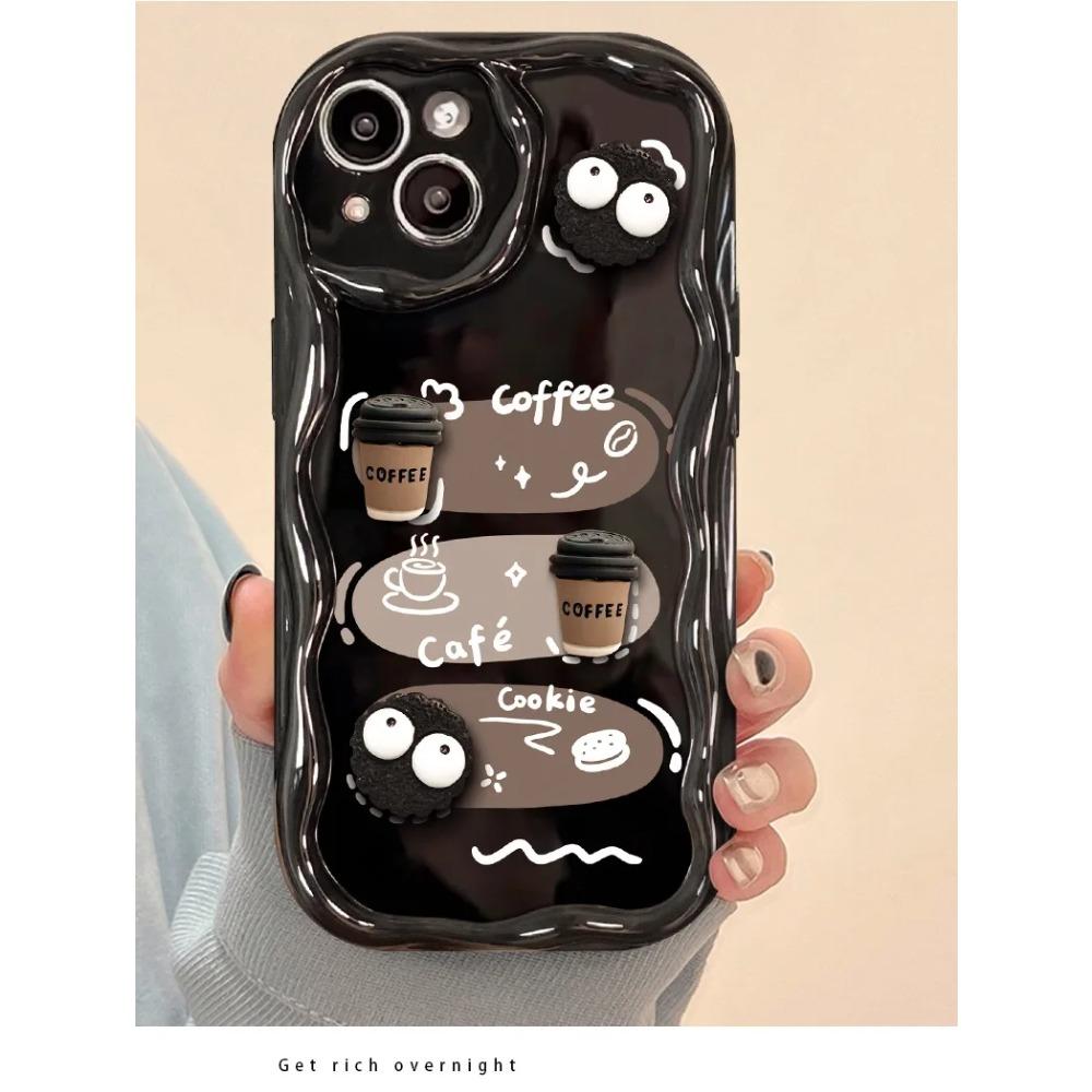 3D Cute Coffee Briquettes New Phone Case For IPhone 16 15 14 13 12 11 Pro Max Mini X XR XSMAX 8 7 6S Plus 3D Wave TPU Back Cover