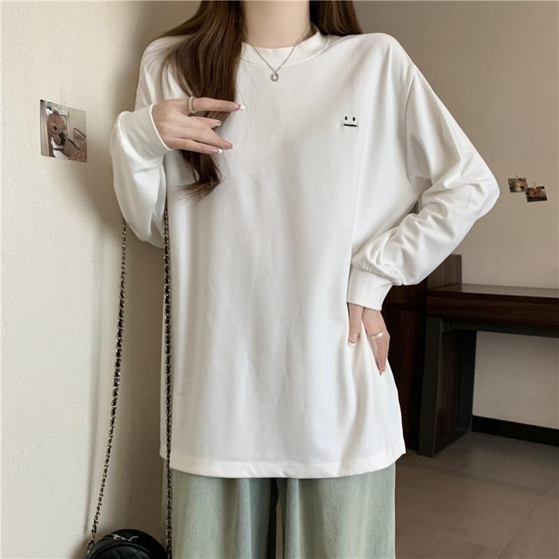 

Real autumn and winter German velvet bottoming shirt women s inner velvet thickened loose embroidered long-sleeved T-shirt 2XL білий
