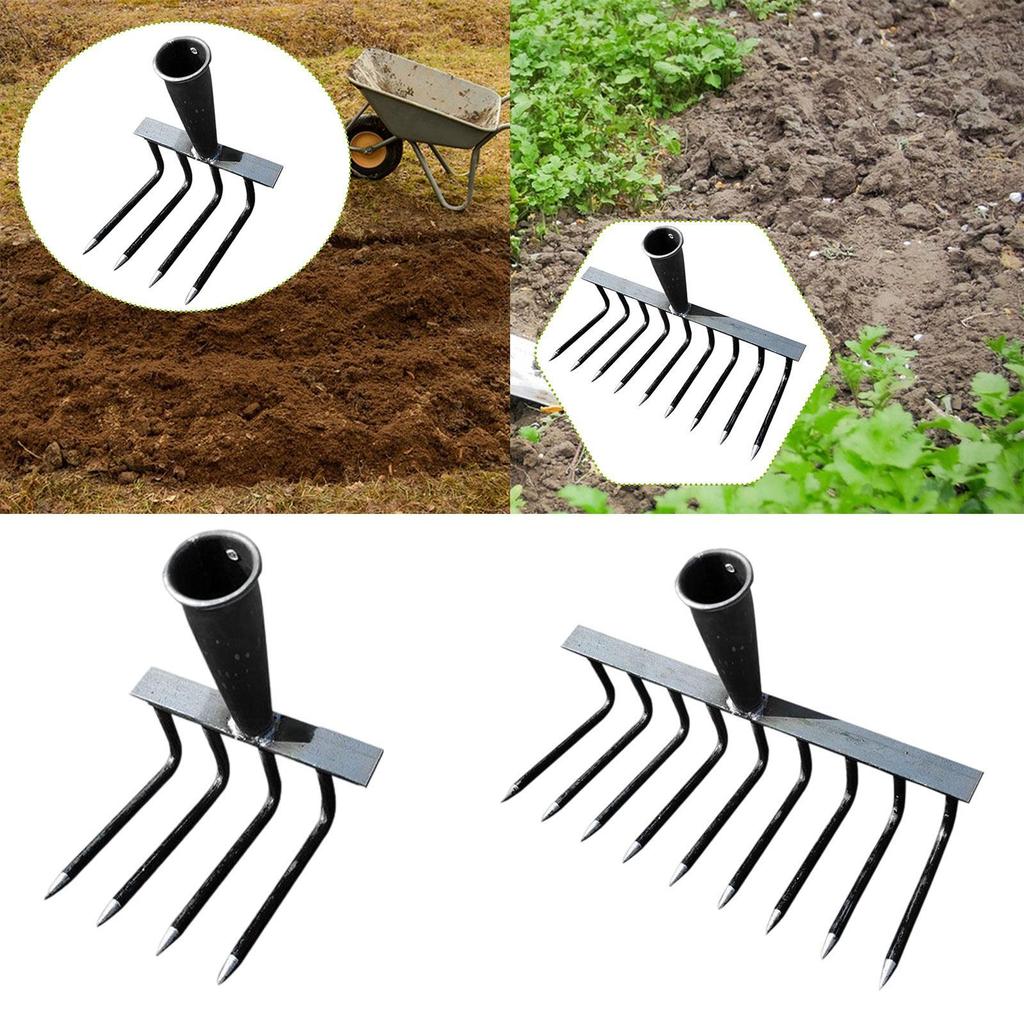 Garden Rake Head Leveling Mulch Leaf Rake Heavy Duty Accessories Hand Weeder Loosening Soil for Backyard Lawn