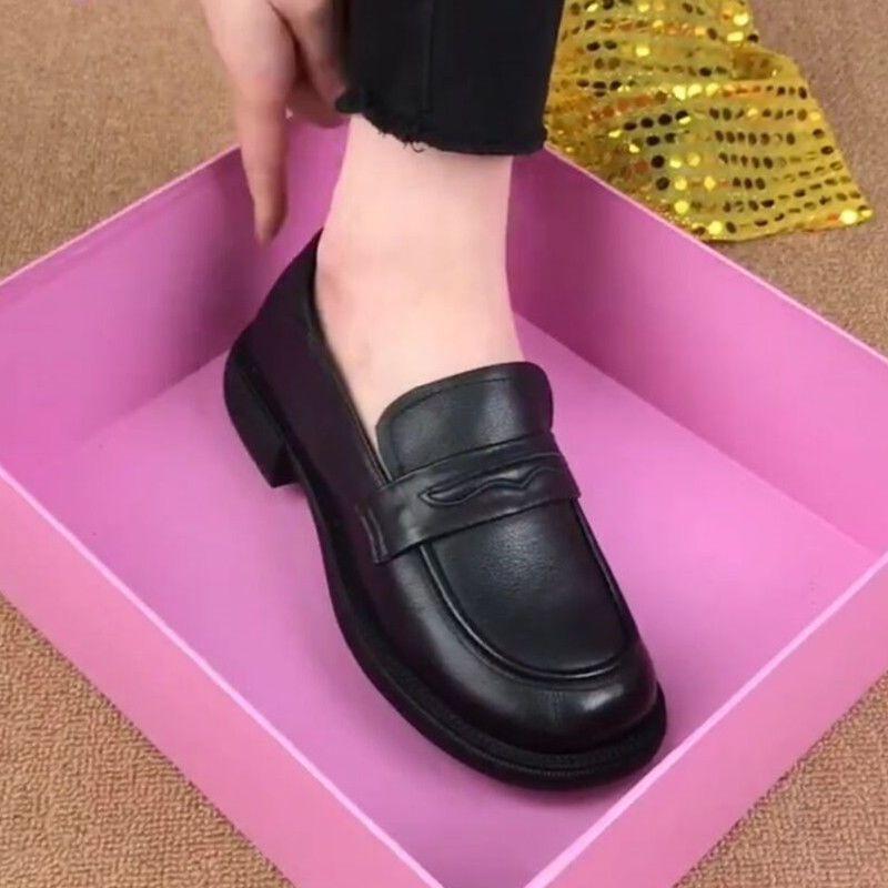 One-pedal women's shoes soft leather flat-soled single shoes versatile leather small leather shoes spring and autumn