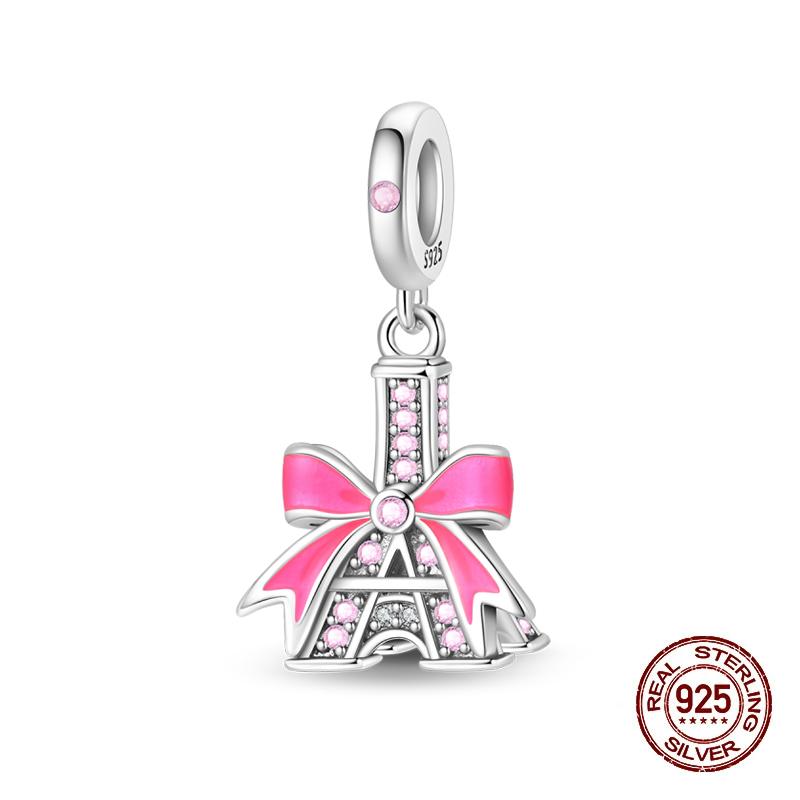 Klassischer Kupfer Eiffelturm Koffer Berühmte Sehenswürdigkeiten Charms Perlen Passend für 3mm Original Armbänder DIY Schmuck Geschenk