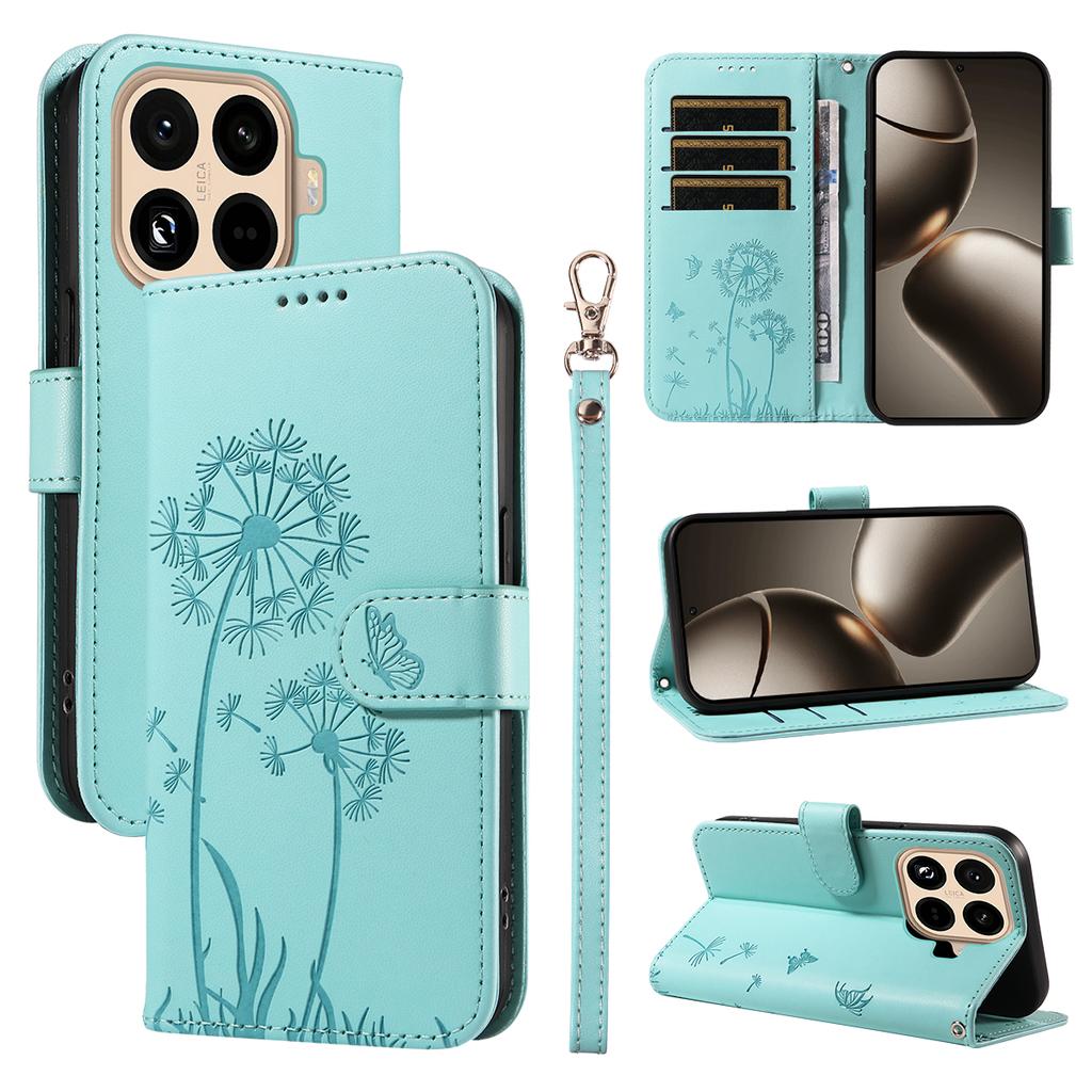 For Xiaomi 15T Pro Leather Wallet Case with Strap Dandelion Imprint Phone Stand Cover