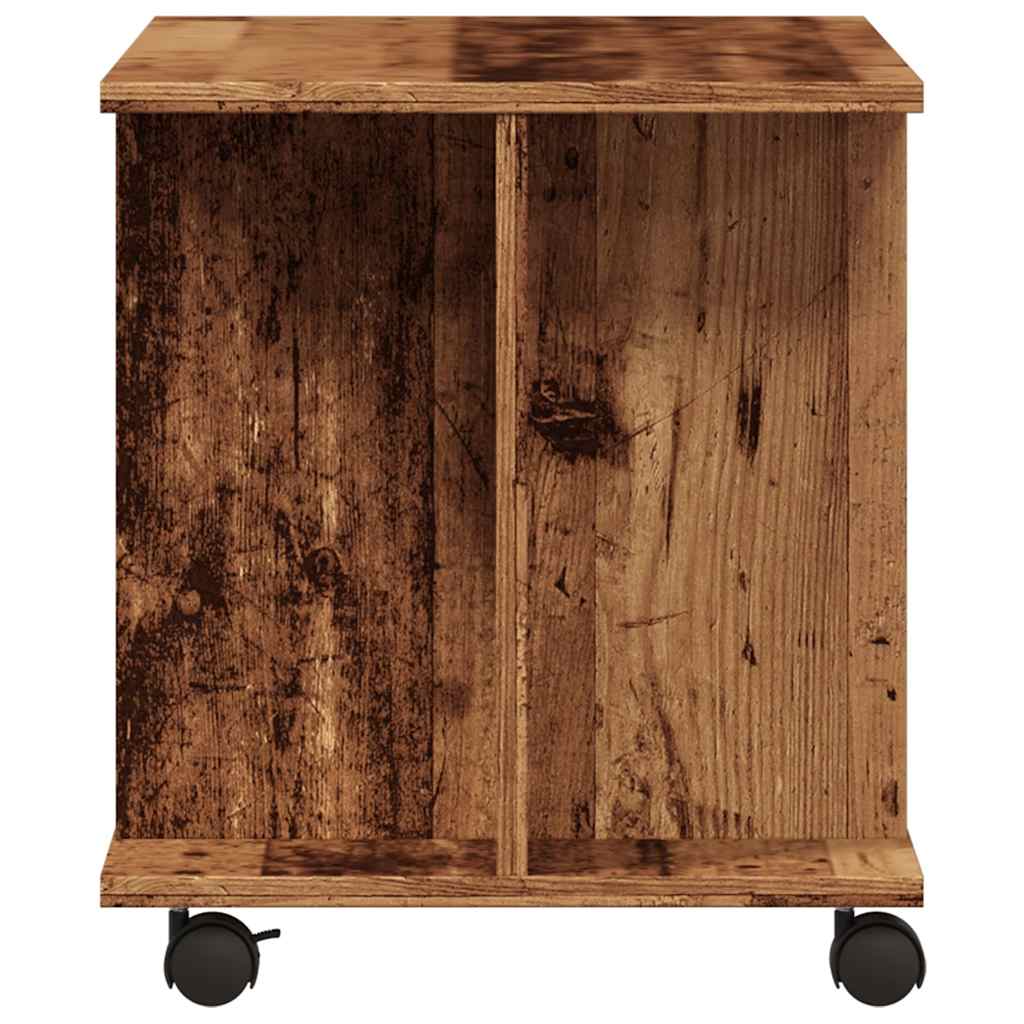 TV Stand with Casters Rustic Wood Look 80 X 40 X 45 Cm Engineered Wood
