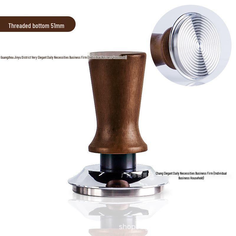 Espresso-Tamper mit konstanter Kraft, Holzgriff und Edelstahlbasis