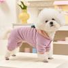 Warm Dog Striped Jumpsuit Fleece Puppy Hood Pajamas Puppy Homewear Dog Overalls  Winter Season
