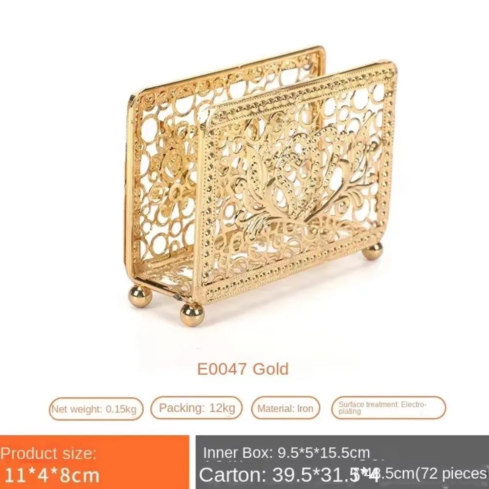 Golden Vertical Tissue Holder Desktop Tissue Hollow Storage Rack Decorative Creativity 430 Stainless Steel 2025 New