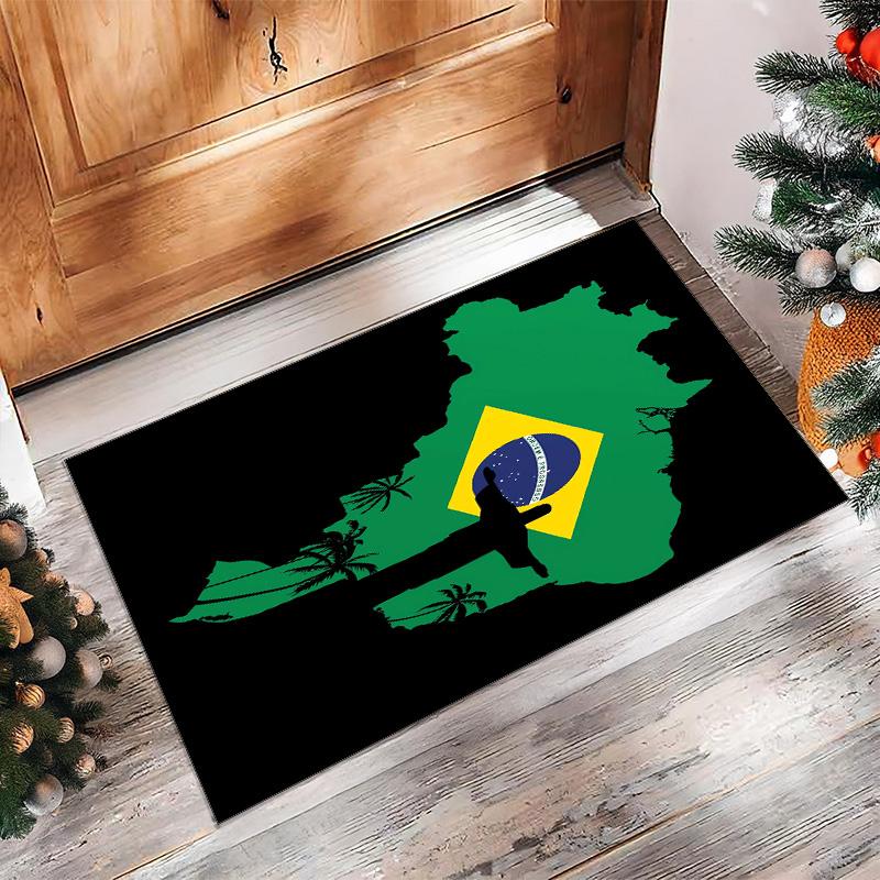 Brazil national football team Printed Flannel Area Rug Non Slip Soft Polyester Floor Carpet Indoor Decor Mat for Bedroom Living Room Sofa