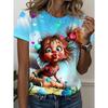 Summer Creative Fun Portrait Animals 3D Print Loose Short Sleeve T-shirt Breathable Women Casual Comfortable Versatile Sports T-shirts