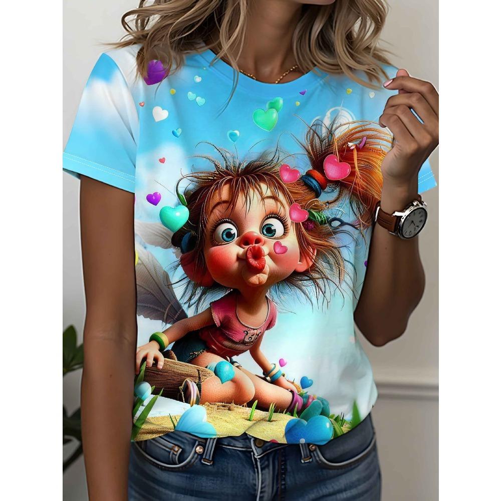 Summer Creative Fun Portrait Animals 3D Print Loose Short Sleeve T-shirt Breathable Women Casual Comfortable Versatile Sports T-shirts