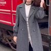 2023 Autumn/Winter European & American High-End Mid-Length Woolen Coat with Slit
