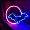 Halloween Neon Sign, Moon and Bat LED Neon Lights, USBPowered Halloween Decoration Neon Lights, Halloween Wall Decor for Halloween, Bar, Party,