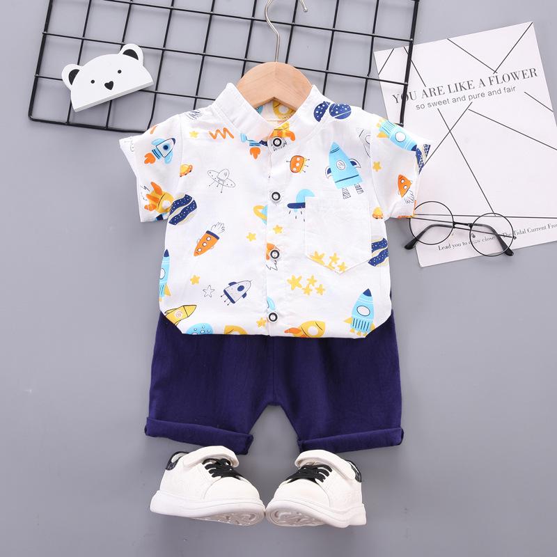 Sommerliches zweiteiliges Freizeit-Set für Jungen, Hemd und Shorts für Babys und Kleinkinder