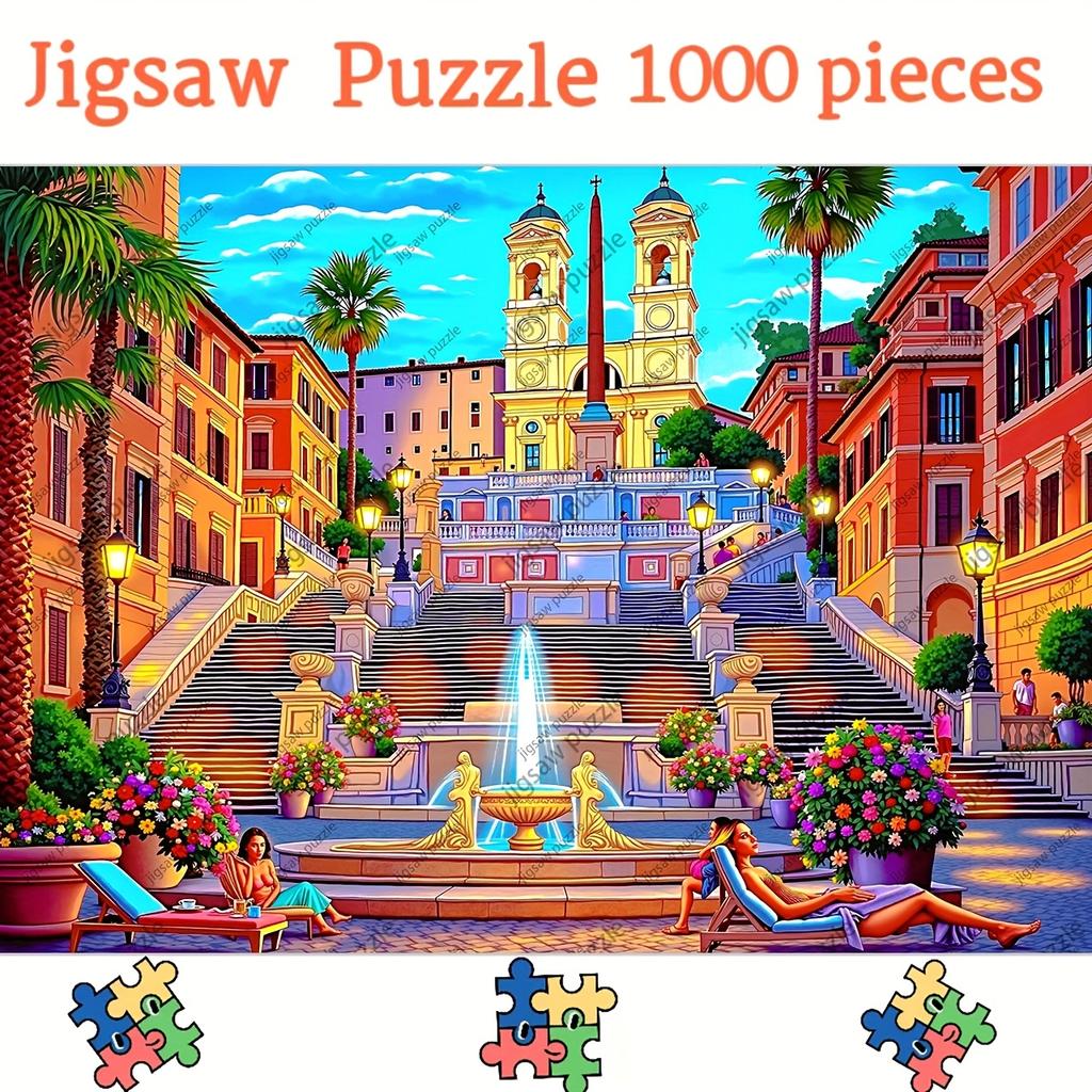 2000/1000/1314/520pcs Jigsaw Puzzle - Family Fun Adult Puzzle with Vibrant Cityscape Design, Portable Cuboid DIY Art Decor, Hi