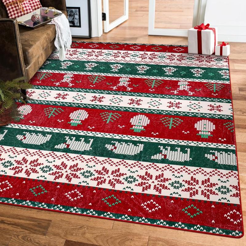 

Christmas Area Rugs for Living Room Bedroom,Xmas Checkered Plaid Rug Non Slip Soft Floor Carpet Holiday Rug for Dining Room 40x60cm