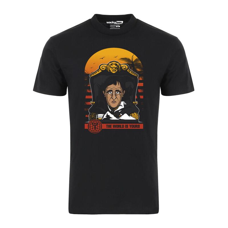 Scarface Tony Montana 80s Distressed Cartoon Style Graphic Tee Shirt S разноцветный
