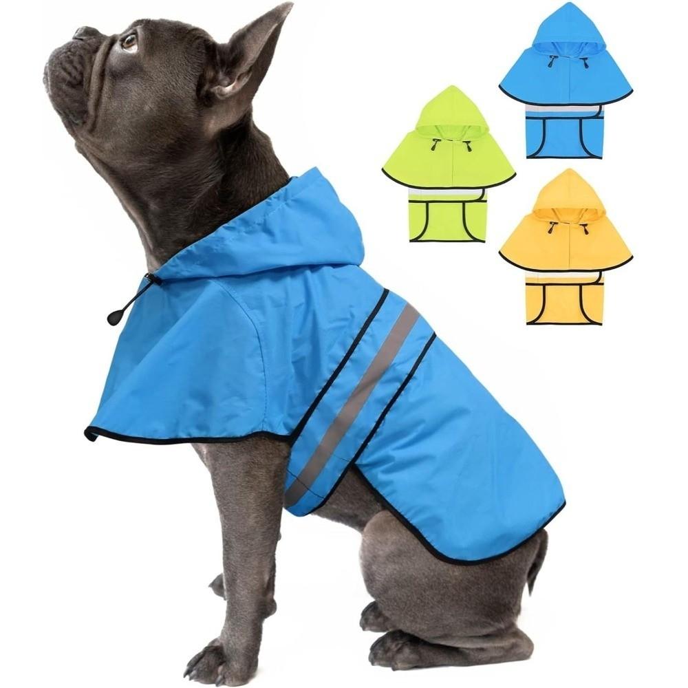 Reflective Strip Dog Rain Cloak High Visibility Pet Fluorescent Clothes Pet Rain Jacket  Bulldog