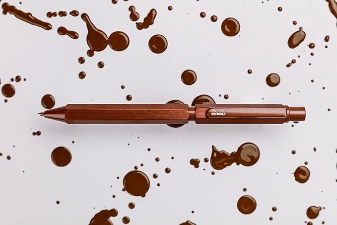 Rhodia Pen Maroon Ballpoint Pen with Two Colors and and Mechanical Aluminum Body with Hairline Rotary Includes RHODIA 11 Block Rhodia Multi-Function