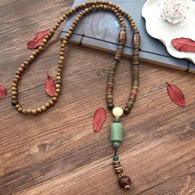 Nepal collar largo retro cadena de suéter madera de ala de pollo cuentas Bodhi para hombres y mujeres accesorios versátiles de moda