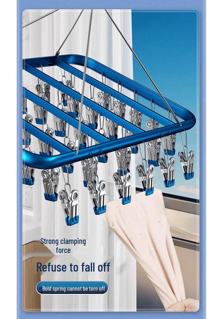 Aluminum Alloy Multi-Clip Clothes Rack for Drying Socks, Underwear, and Panties