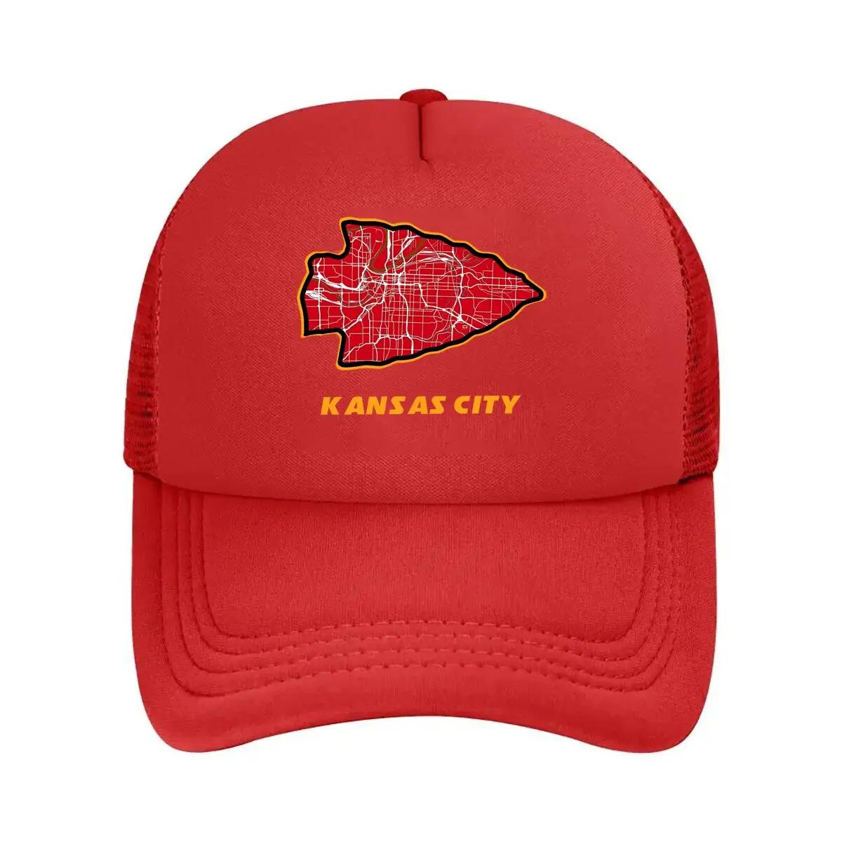Kansas Map Travel Inspired City Pride Art Design Mesh Baseball Cap One Size